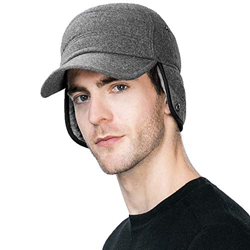 Jeff & Aimy Mens Winter Wool Elmer Fudd Baseball Cap with Ear Flap