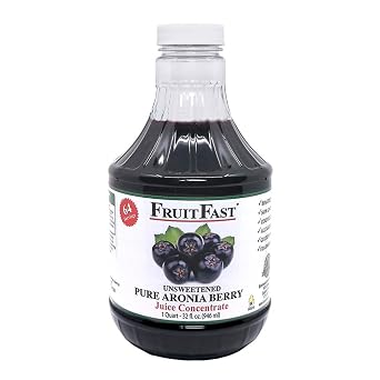 Aronia Berry Chokeberry Juice Concentrate 32 Fl Oz. by FruitFast - Unsweetened Pure 65 Brix Choke Berry Concentrate - 64 Servings 32 Ounce