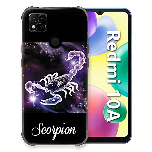 Funda para Xiaomi Redmi 10A Escorpio diseño de horóscopo negro con protección trasera