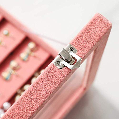 Wuligirl Velvet Clear Lid Jewelry Organizer Box Stackable Jewelry Storage Display Tray Holder Showcase (24 Grid) #TOP6