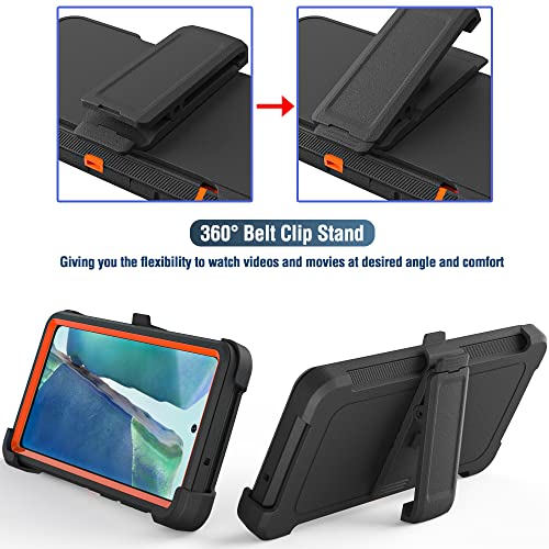 Image of Case for Galaxy Note 20 with Clip, Heavy-Duty Tough Rugged Shockproof Drop Protective Cover Cases for Samsung Galaxy Note 20, Black+Orange