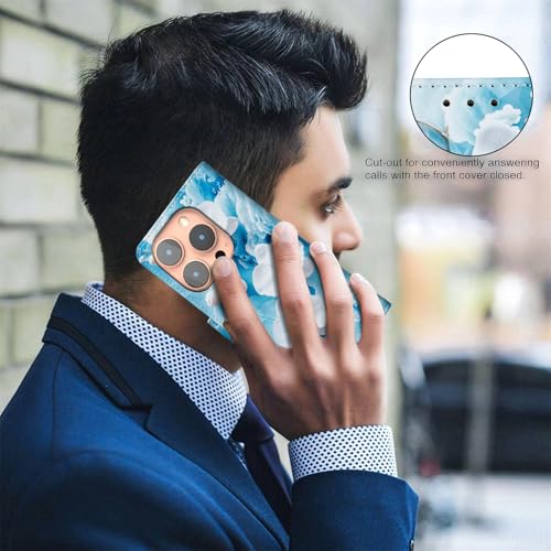 Étui iPhone 7 Plus / 8 Plus fleur bleue Housse cuir premium magnétique