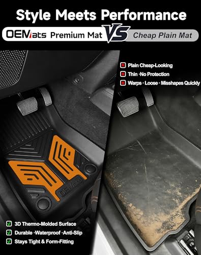 Image of Premium Color TPE Floor Mats for Jeep Wrangler JL 2018-2026 4 Door Gas /MHEV Type (Not Fit for JK or PHEV) | Desert Amber Wing Design | All-Weather Car Floor Liners Full Set 1st & 2nd Row Mats