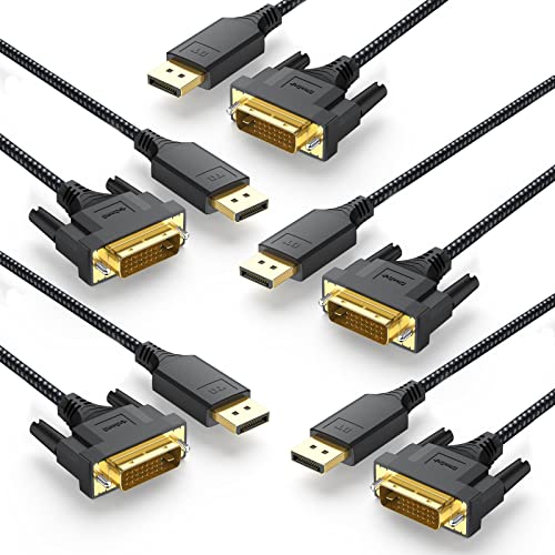 DteeDck DisplayPort to DVI Cable 6ft 5 Pack, DP Display Port to DVI D Cable Adapter Male to Male Cord for Desktop Laptop to Monitor