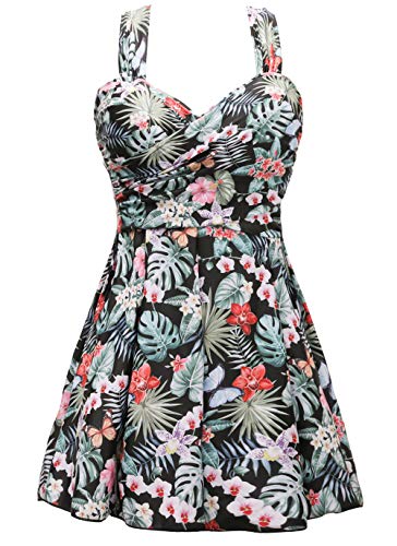 Photo 1 of COCOPEAR Women's Elegant Crossover One Piece Swimdress Floral Skirted Swimsuit(FBA)