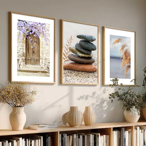 Image of HOTHOUSE Abstract Art Home Decoration Abstract Paintings With Frame For Living Room Bed Room Hotel Wall Decor Digital Reprint Set of 3 (10X13 inch)