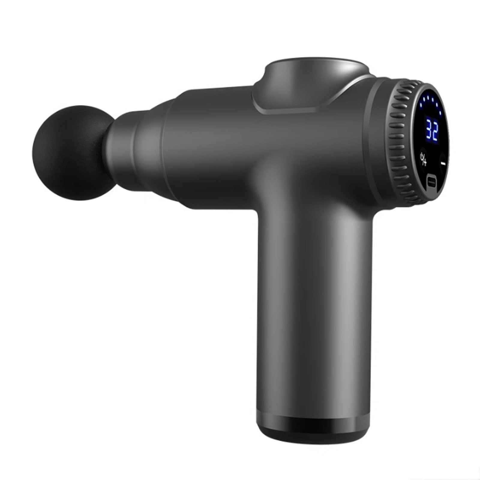 Portátil Pistola de masaje de plástico con 32 velocidades y 4 cabezales de masaje. Potente y silenciosa, masaje de tejido profundo con estuche de transporte. poderoso(Grey)