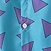 Willyacos Rocko's Modern Life Shirt Blue Triangle Rocko T Shirt Costume 90's Modern Life Button Down Hawaiian Shirt for Men (Blue, XXL)