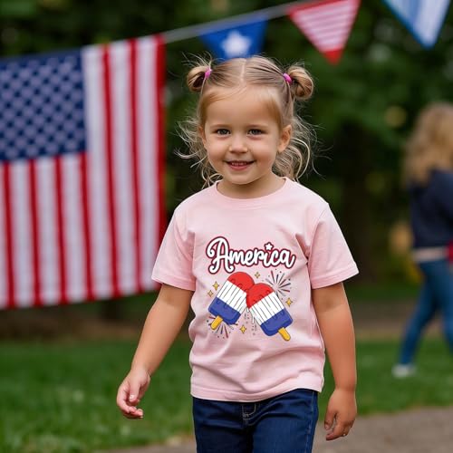 Image of Boys 4th of July Shirts-Toddler Girls Patriotic American Flag Tees Kids Memorial Day USA T-Shirts 2-7T