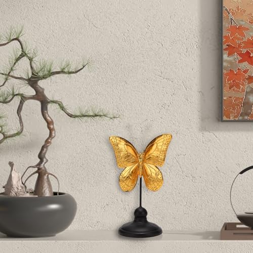 Estatua de Mariposa de Resina Dorada y Negra Moderna 9.1 pulg miniatura 7