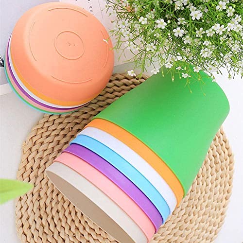 1Pc Flower Pot Colorful Durable Resin Plant Flower Pot Tray Planter Garden Decoration Holes With Saucer A Draina S3E2 Gloss #TOP2