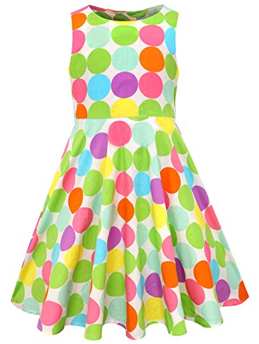 6 Kids Little Green Girl Dress Cotton Summer Casual Dot Sun Dresses for Girls