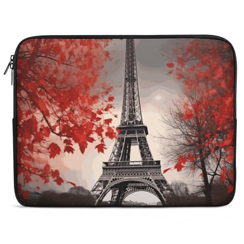 Housse pour ordinateur portable 10-17" en néoprène Tour Eiffel d'automne
