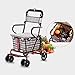 Carro De La Compra para Ancianos Anciano Empujando El Carro De La Compra Scooter De Movilidad para Ancianos Cuatro Ruedas Siéntese Silla De Ruedas Ligera Plegable/Carrito De La Compra,Winered