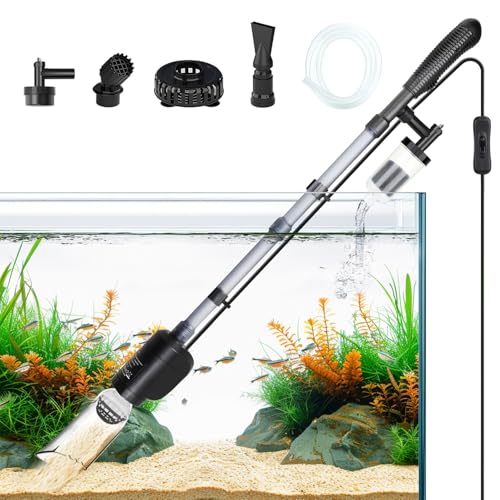 AQQA Aquarium Mulmsauger,6 in 1 Einstellbarer Elektrisch Aquarium Wasserwechsel,20W Aquarien Sand Kies Reiniger,für Wasserwechsel,Sandwaschen,Filterung und Wasserumwälzung