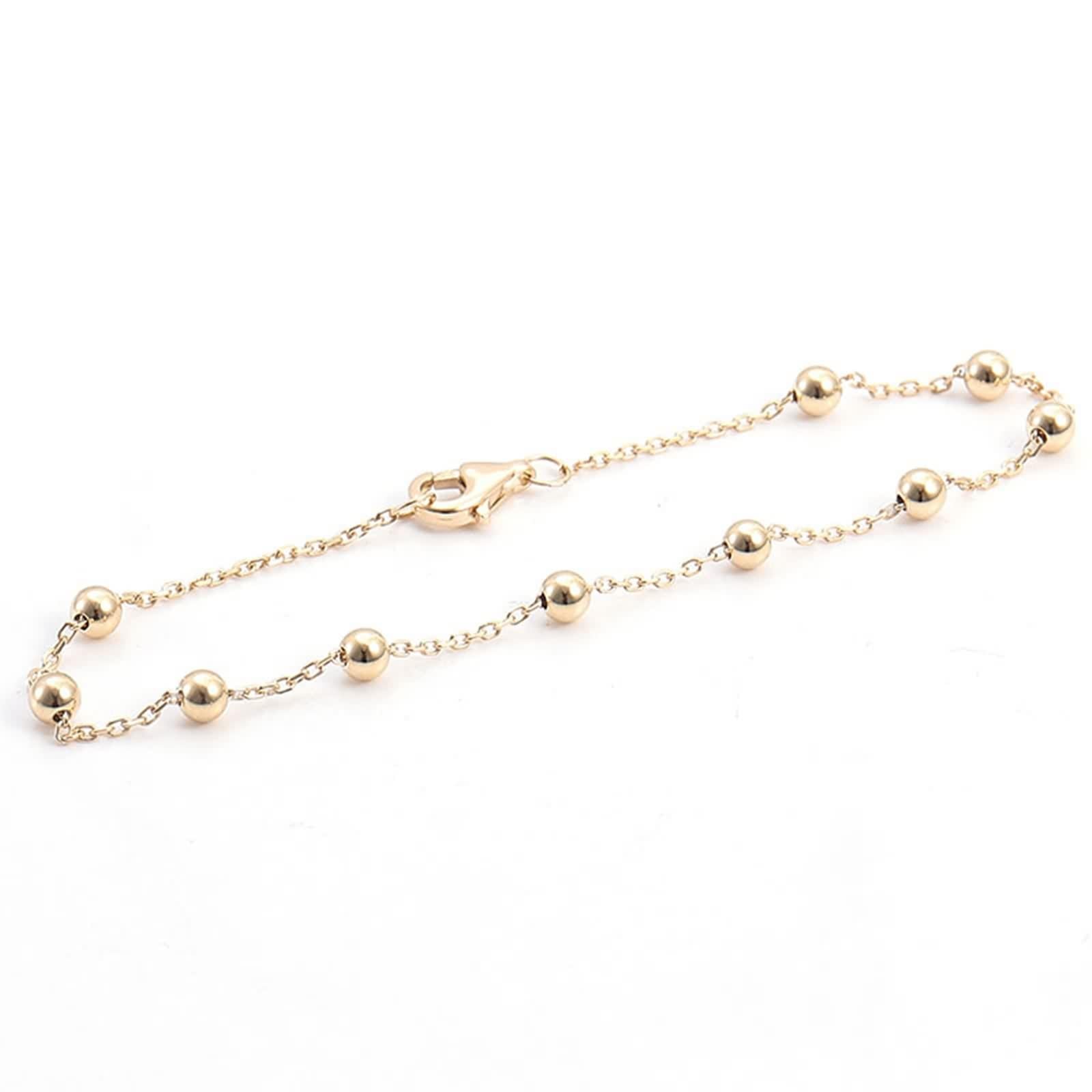 Pulseras para mujer de moda, pulsera de oro amarillo con cuentas para promesa de boda