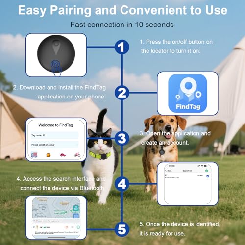 Collier GPS chat et chien noir traceur étanche compatible iOS Android
