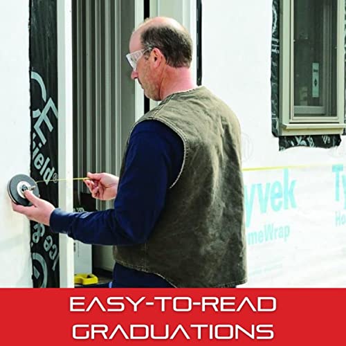 Starrett Closed Reel Long Line Tape With Nylon Rollers, Rewind Mechanism, And Folding Hook Ring - 50' Length, 3/8" Width, 1/8" Graduations, L1 Graduation Style Number - 530-50 #TOP4