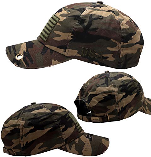Image of Antourage American Flag Unisex Baseball Hat for Men and Women | USA Flag Mesh Snapback Flat Visor Cap + 2 Patriotic Patches