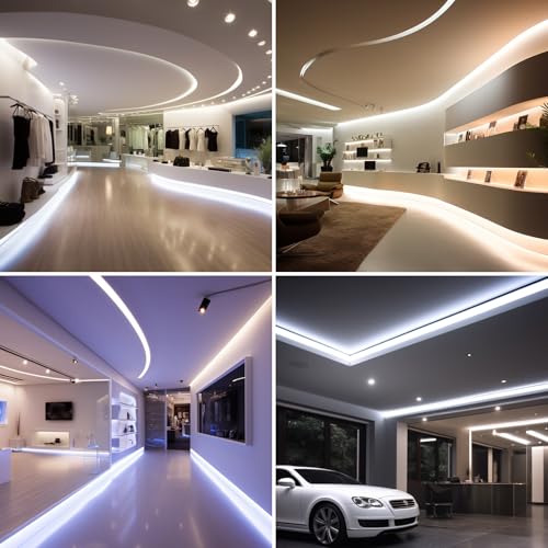 Image of BENLUN 24V 15mm Wide 250W Super Bright COB LED Strip Lights 32.8ft Kit | 4000K Natural White 2 Rolls of 16.4ft LED Tape Light 27500lm CRI 92 with Power Supply for Indoor Decorative Lighting