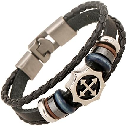 Amazon メンズ ブレスレット革 織り男性ジュエリー 手作りブレスレット 金属合金クラスプ男性リストバンドジュエリーg ブレスレット 通販