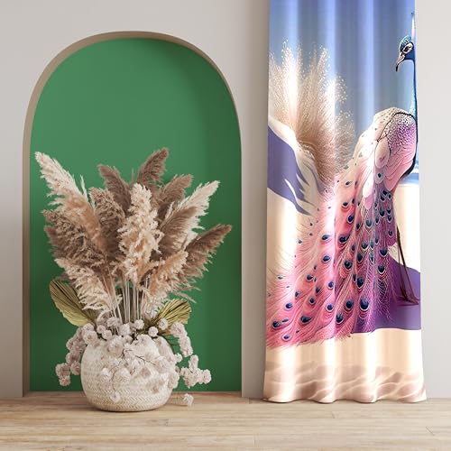 Image of Ultimate Trends Digital Printed |Peacock Prints| Light Filtering Curtains for Windows & Doors | Multiple Styles & Colors | Set of 2 | 8 FEET