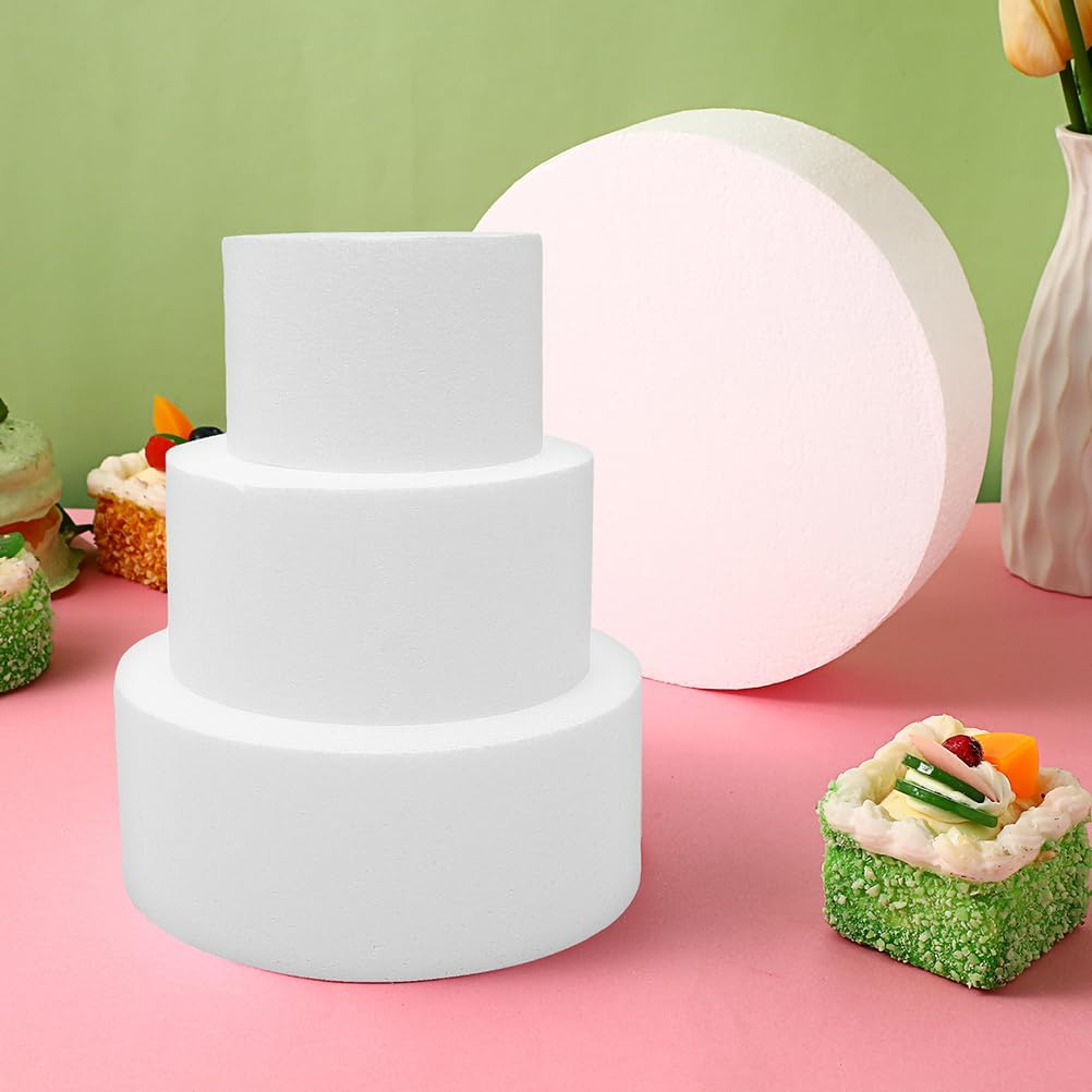 Round Foam Cake 4pcs White Baking Supplies Fake Cake Foam Styrofoa M Tier