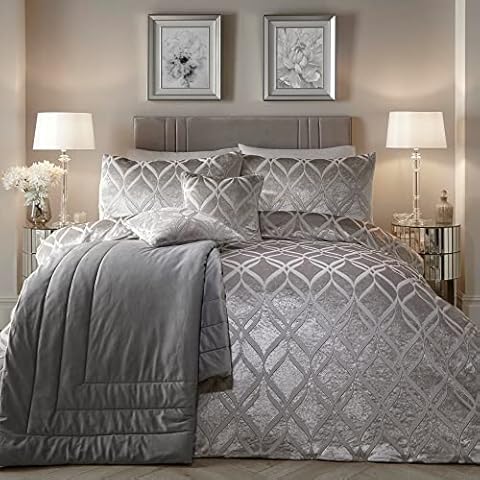 Soiree Luxury Silver Velvet Duvet Cover Set Cover
