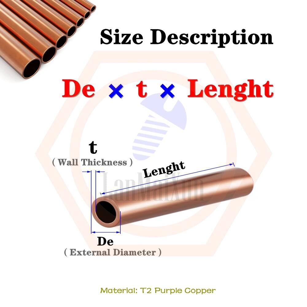 1Kupfer φ50mm×1.5mm×500mm Hohles Kupferrohr, hartes Kupfergerades Rohr