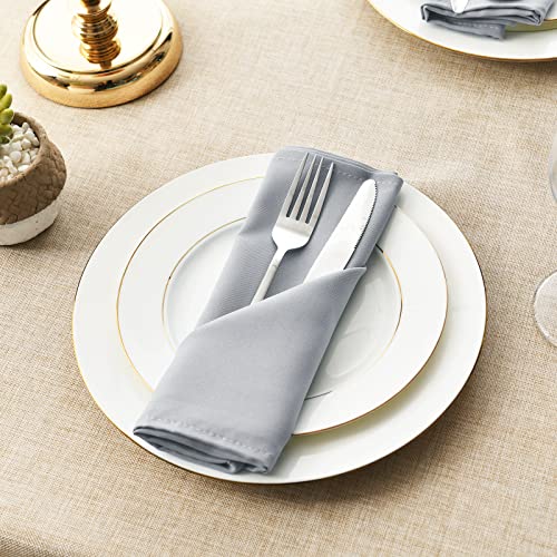 Serviettes en tissu de restaurant anti-effilochage gris argenté - 4