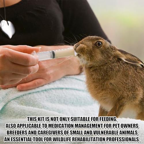 Image of Pet Feeding Syringe with Nipple, Silicone Feeding Tools for Kitten Puppy Feeding Syringe for Newborn Cat Dog Small Animals Rabbits (10ml+12ml)
