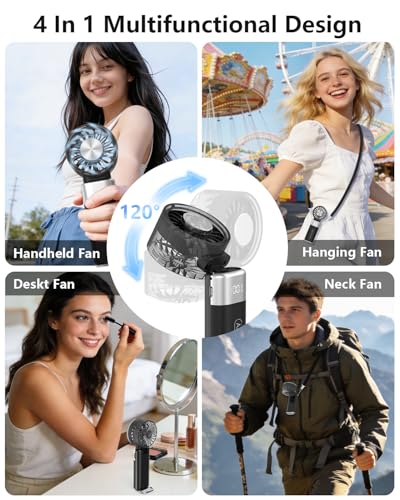 Image of ARCTlCOOL Portable Mini Fan with Ice Touch Tech, 7500 RPM Handheld Fan with Buckle, 4000mAh Rechargeable Battery, 100 Speeds Foldable Fan with Smart Digital Display for Makeup, Travel & Outdoor