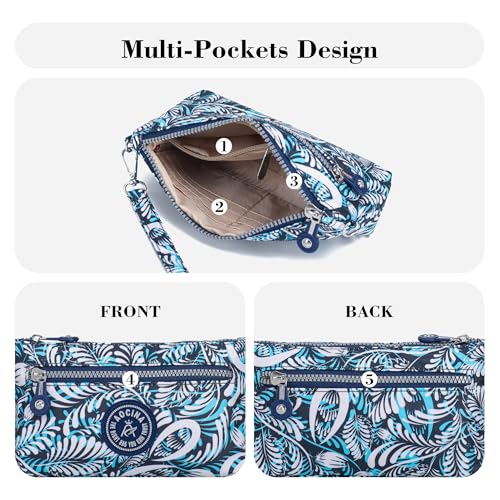 Image of Small Wristlet Wallets for Women Nylon RFID Cross body bag | Cell Phone Purse with Built-In Card Slots for Daily Outings
