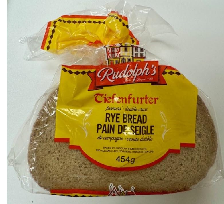 Rudolph's Tiefenferter Farmer's Double Crust Sliced Rye Bread - Authentic German-Style Dark Rye - Traditional Double Crust Recipe - Pre-Sliced Convenience - 16 oz