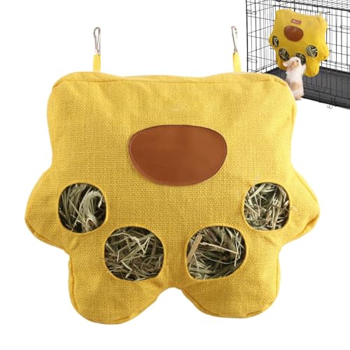 Porta Heno - Saco De Heno Colgante para Mascotas - Dispensador de Almacenamiento con 4 Agujeros para Conejos Roedores Mascotas Pequeñas Interior y Exterior