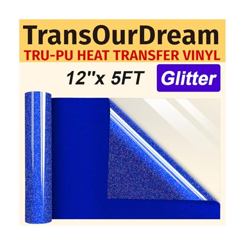 TransOurDream Blue Glitter HTV Heat Transfer Vinyl Roll for All Cutter...