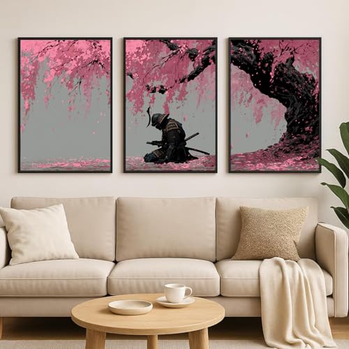 Image of Gamya Framed Japan Samurai Theme Wall Painting Posters For Office, Living Room, Bedroom Wall Decor - Japanese Japandi Samurai Aesthetic Room Decor (Resting Samurai (Black Frames), 13x19 Inches, Framed)