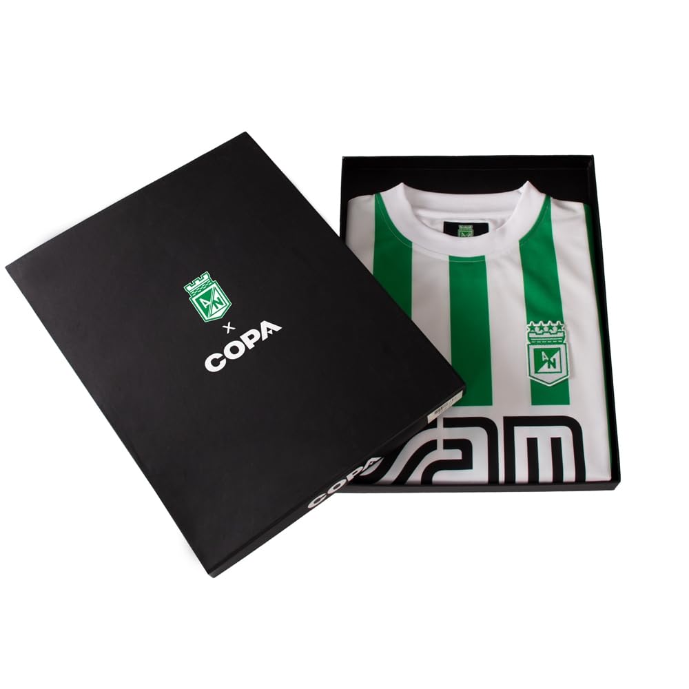 Copa - Camiseta Retro - Hombre - Atlético Nacional 1989 - Retro - Manga Corta - Blanco/Verde - 100% poliéster