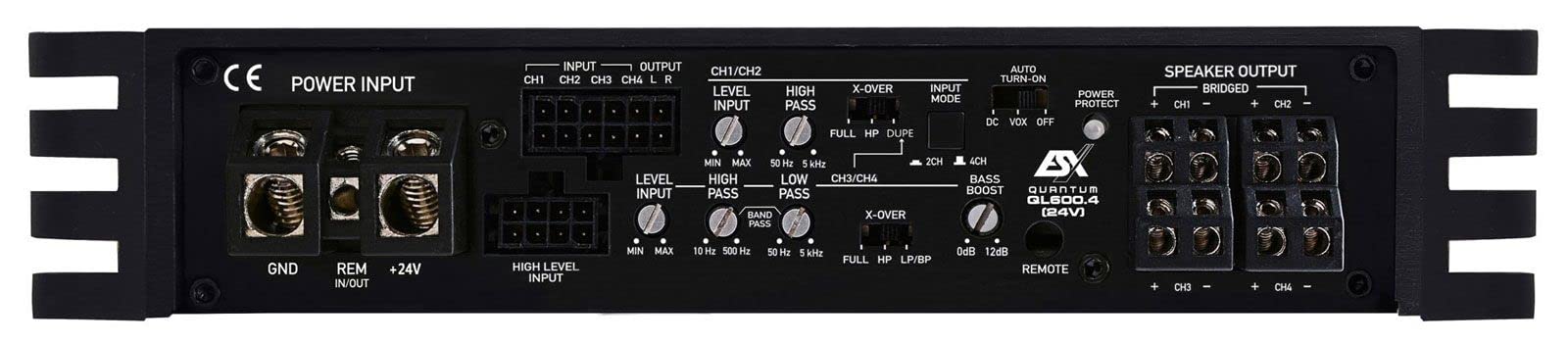 ESX QL600.4 (24V) | 4-Kanal Class D Digital Verstärker 680 Watt RMS Ausgangsleistung für LKW -Trucks - Busse mit 24 Volt