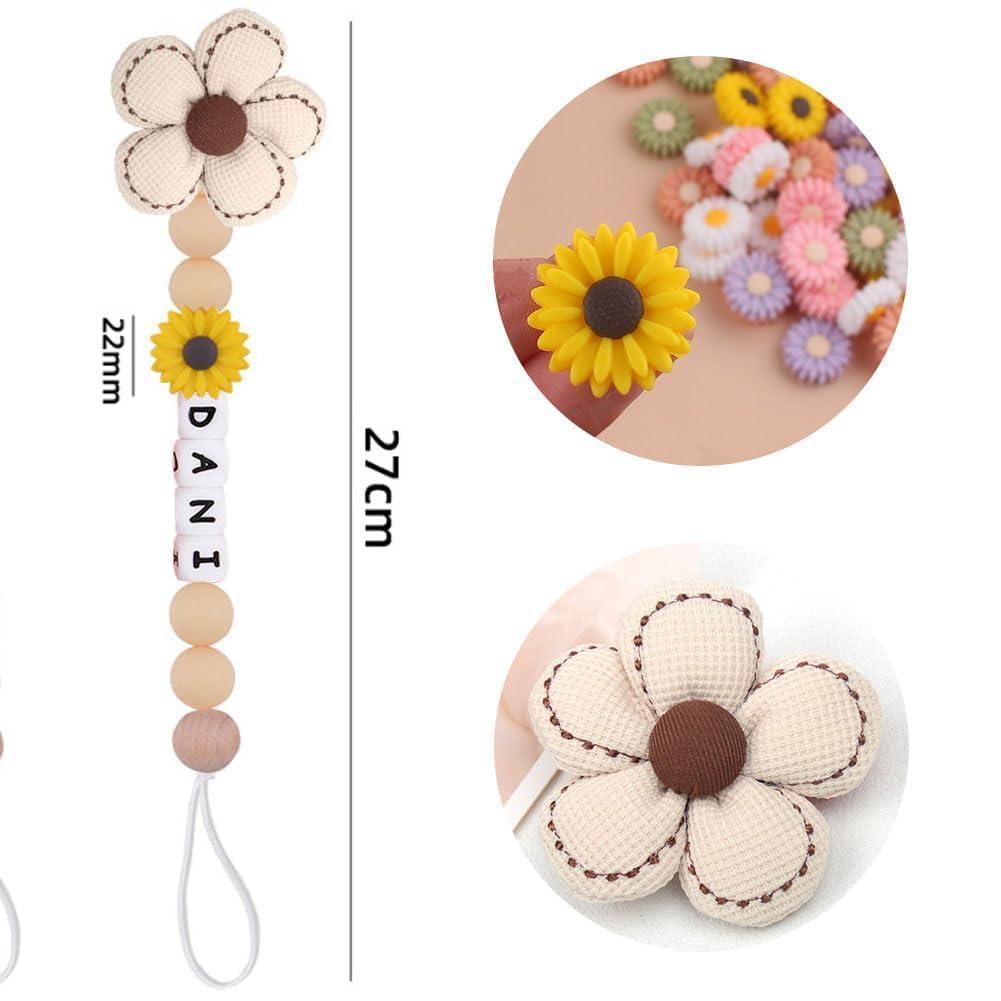 Personalized Pacifier Clip with Name for Baby Boys and Girls, Flower Pacifier Clip Personalized Name Pacifier Holder (Flower Clip)