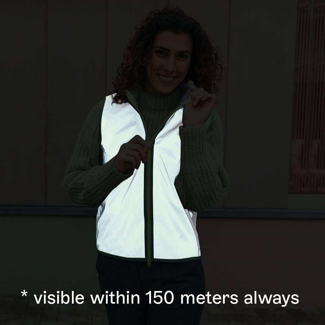gofluo. Darknight Gilet réfléchissant – Darkjacket – Fluo Neon – Gilet de sécurité – Gilet réfléchissant – visible dans l'obscurité pour les randonneurs, le jogging, le vélo, la moto – Gris
