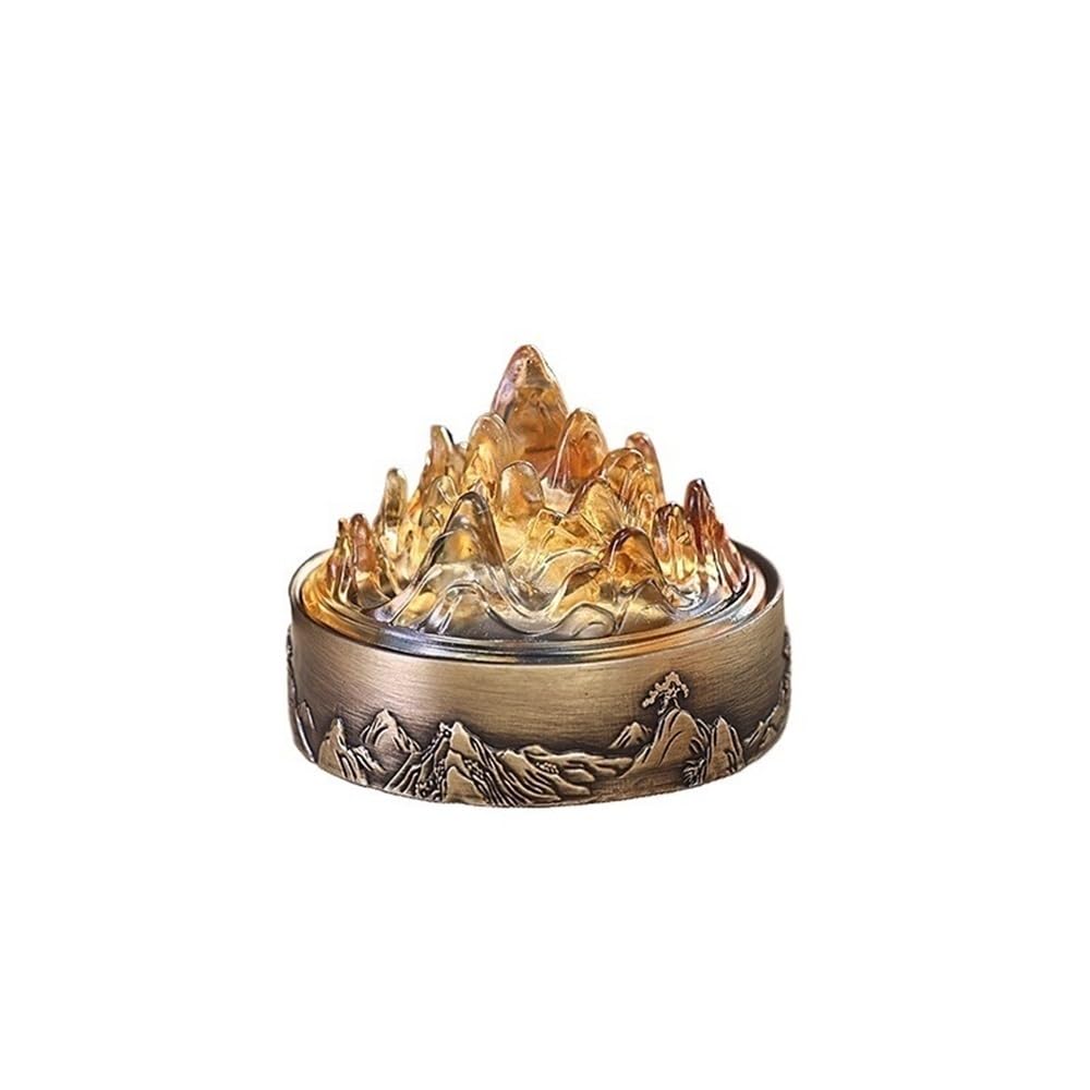 censer Retro Alloy Incense Burner With Glazed Lid Home Ornament Holder Indoor Decoration(Bronze)