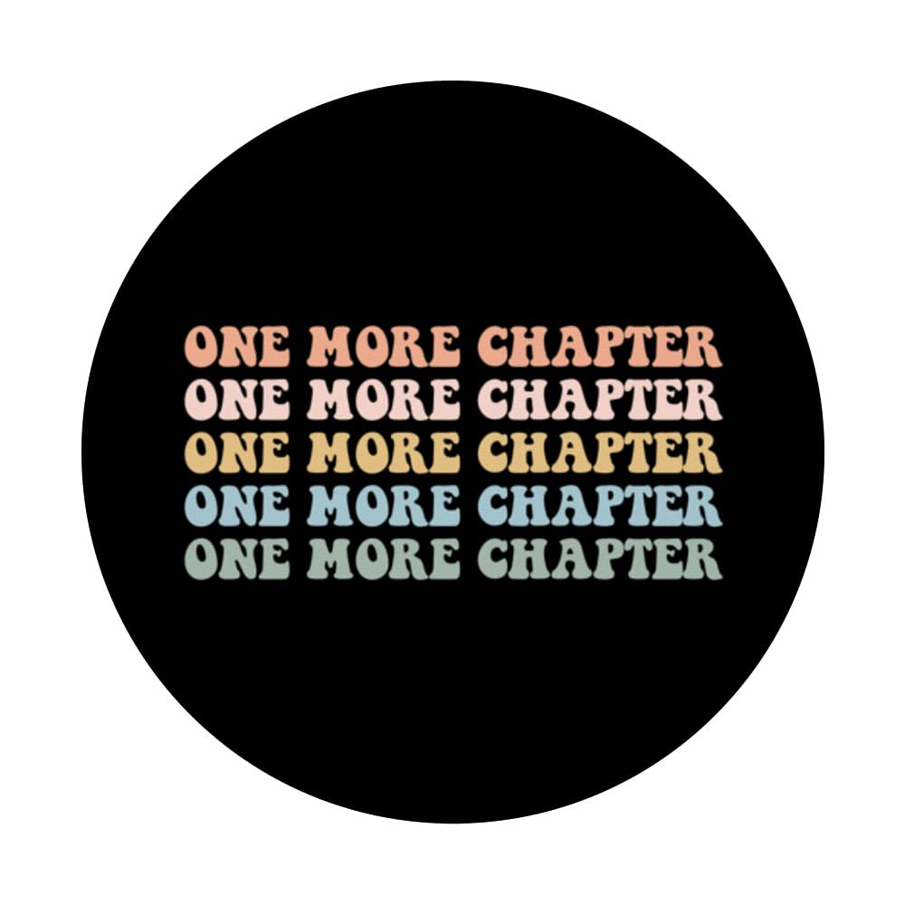 One More Chapter Bookish Funny Reading Retro Librarian Nerd PopSockets Swappable PopGrip, Black - Image 3