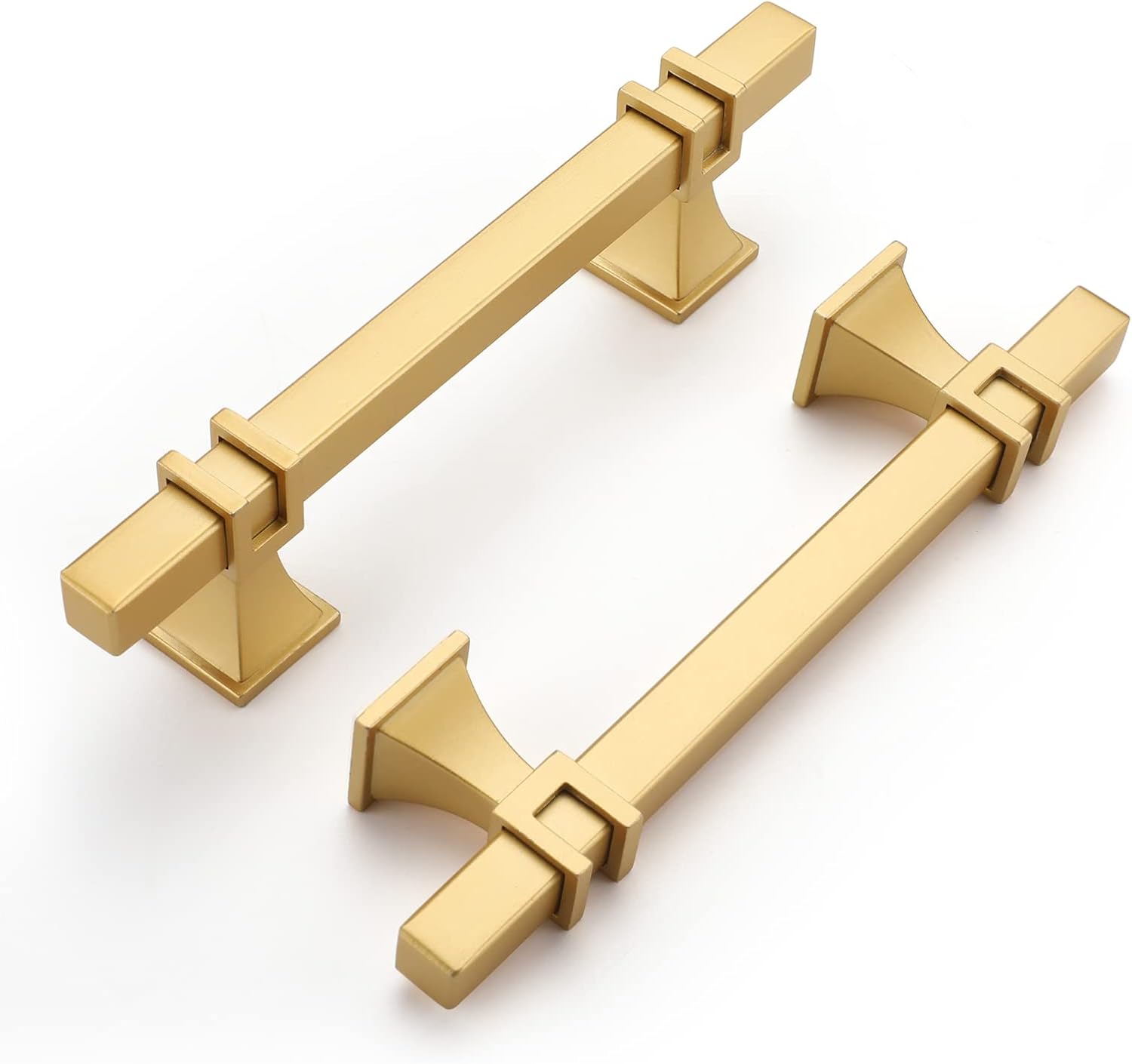 Haliwu 10 Pack Gold Pulls, Brushed Brass Pulls Square