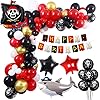 136Pcs Décorations de Fête D’anniversaire Pirate Ballons Guirlande Anniversaire Bannière Star Voilier Foil pour Garçons…