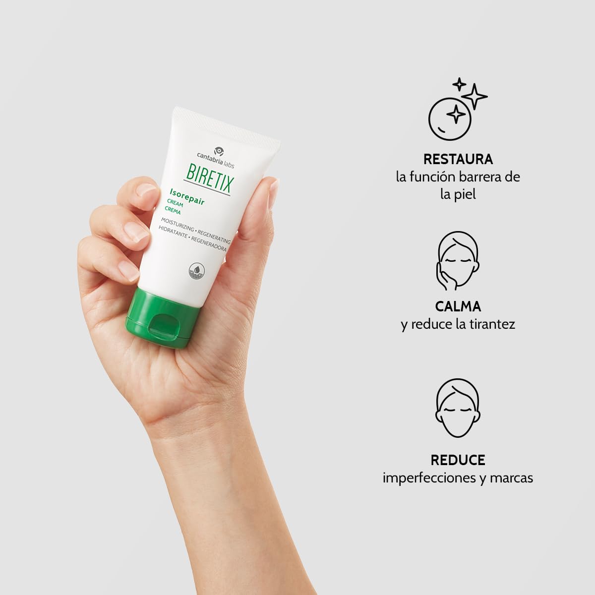 Cantabria Labs – Biretix Isorepair – Crema Reparadora, Regeneradora e Hidratante 50 ml – Restaura la Función Barrera de Pieles Sensibilizadas por Retinoides