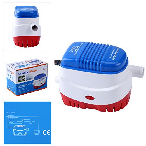 Bomba de agua automática, sumergible de Amarine-made (12 V, 2839 litros por hora), azul