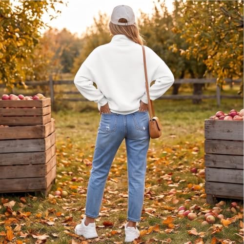 Half Zip Pullover Women Oversized Casual Fleece Lightweight Pullover Shirt - image 8