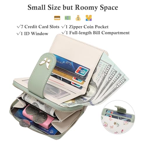 Wallet Women Small RFID Blocking Bifold Compact Credit Card Holder Floral Cute Ladies Purse with Zipper Coin Pocket2