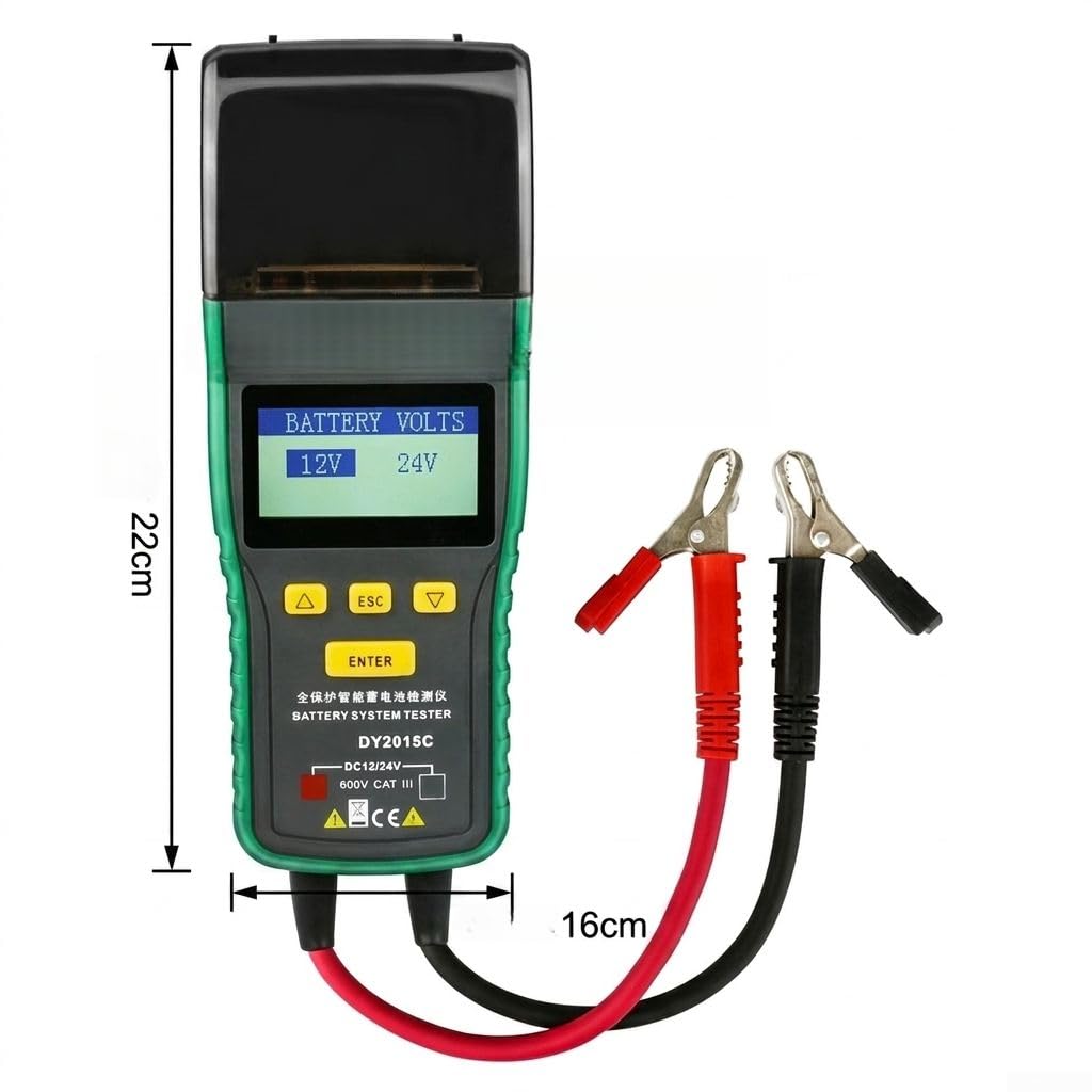 DY2015C - Comprobador de batería para baterías de coche de 12 V/24 V,